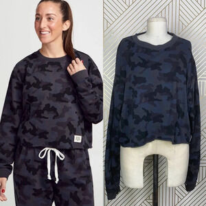 SoulCycle‎ Casey Cropped Camo Print Sweatshirt Black Gray Size US Large